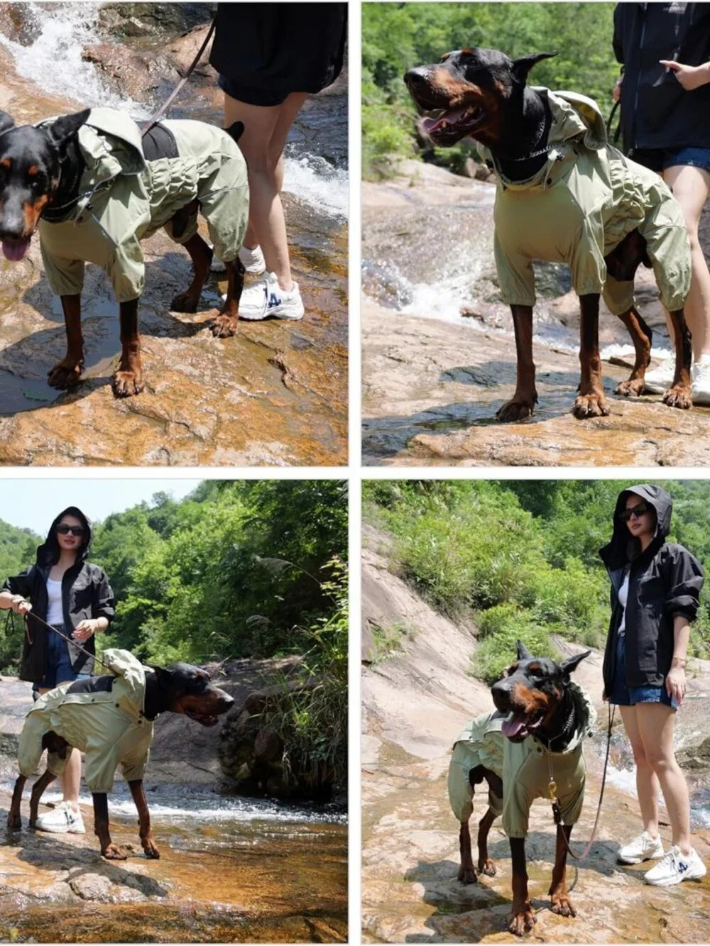 LOVELONGLONG Waterproof Dog Raincoat with Removable Hood
